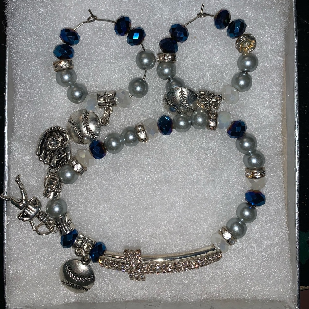 Baseball/Softball Jewelry Set (Bracelet & Earrings